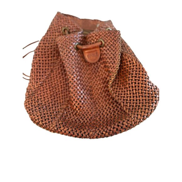 DKNY Womens Backpack Brown Woven Leather Vintage 1990s Casual main image 10